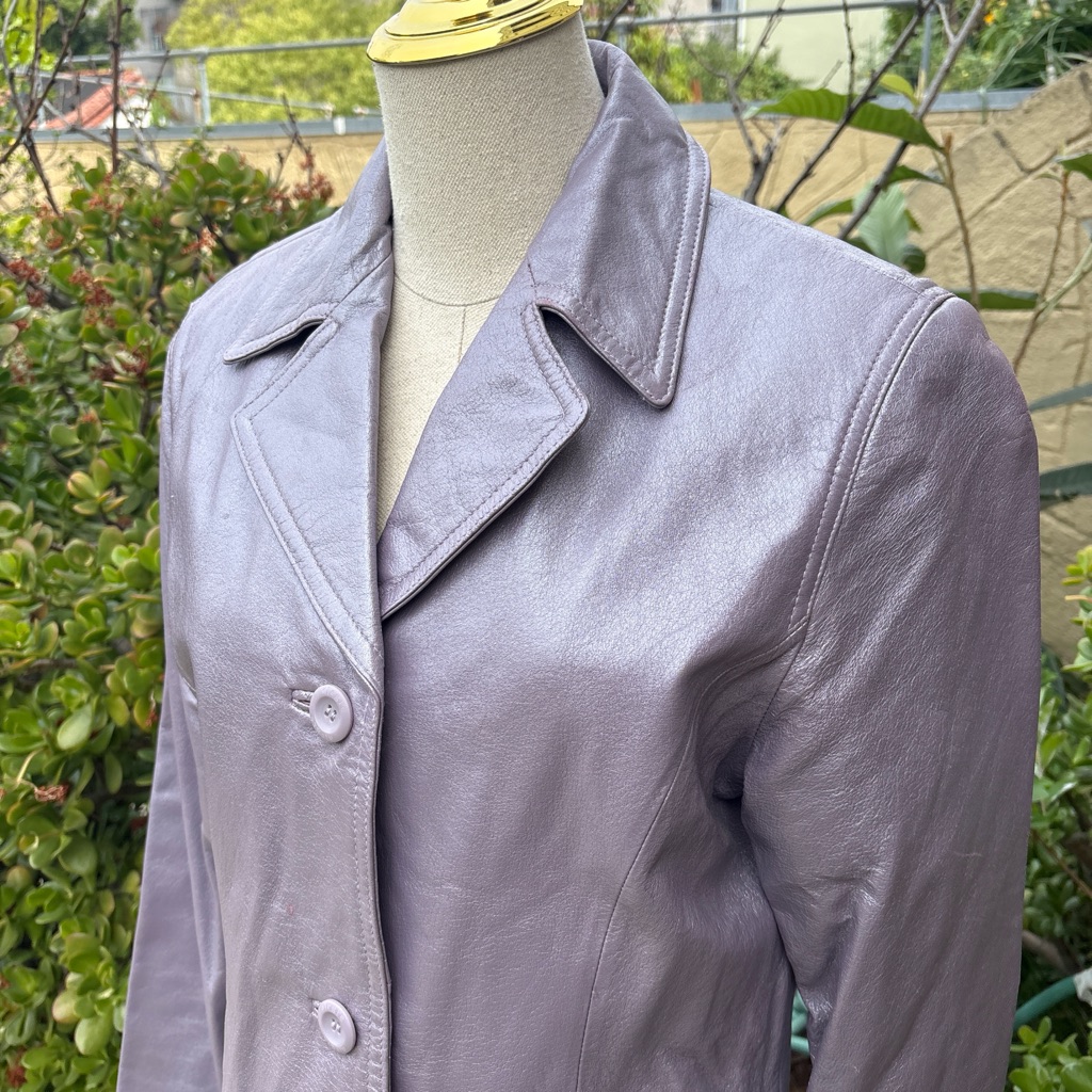 Vtg Y2k Purple Genuine Leather Jacket By Adler